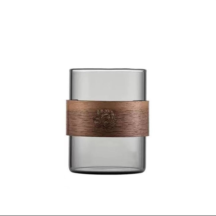 Tea Cup With Bamboo Ring, Drinking Glass For Tea, 7OZ Tea Tumbler For Office Guest